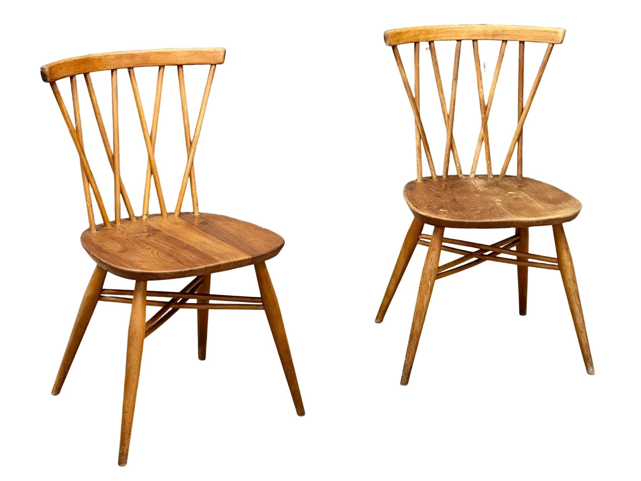 A pair of Mid Century Blonde Elm & Beech ‘Model 376’ dining chairs by Ercol. 1960’s. 1 - Image 4 of 4