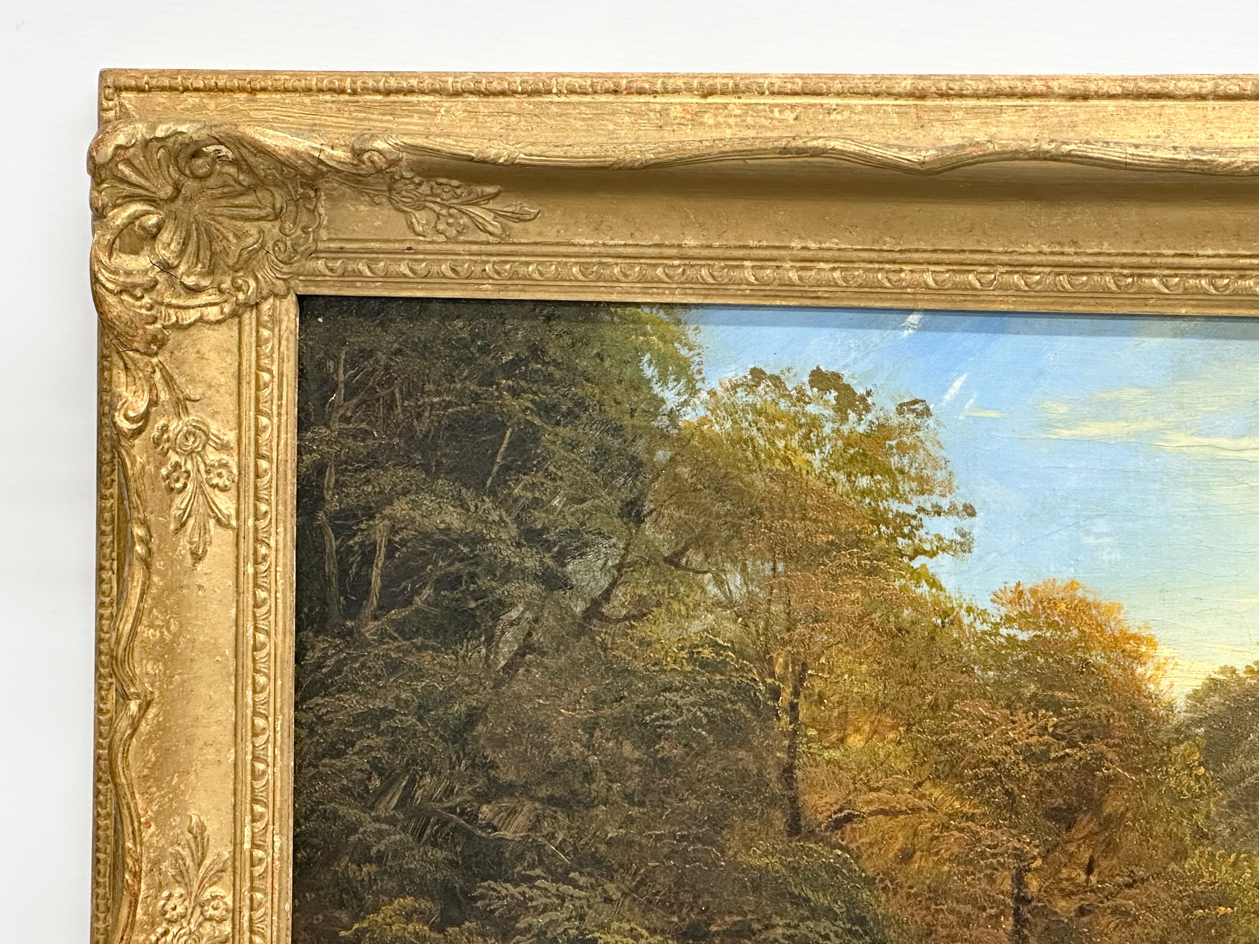 A large oil painting on canvas by Charles Henry Passey (1818-1895) River Through the Forest. - Image 6 of 10