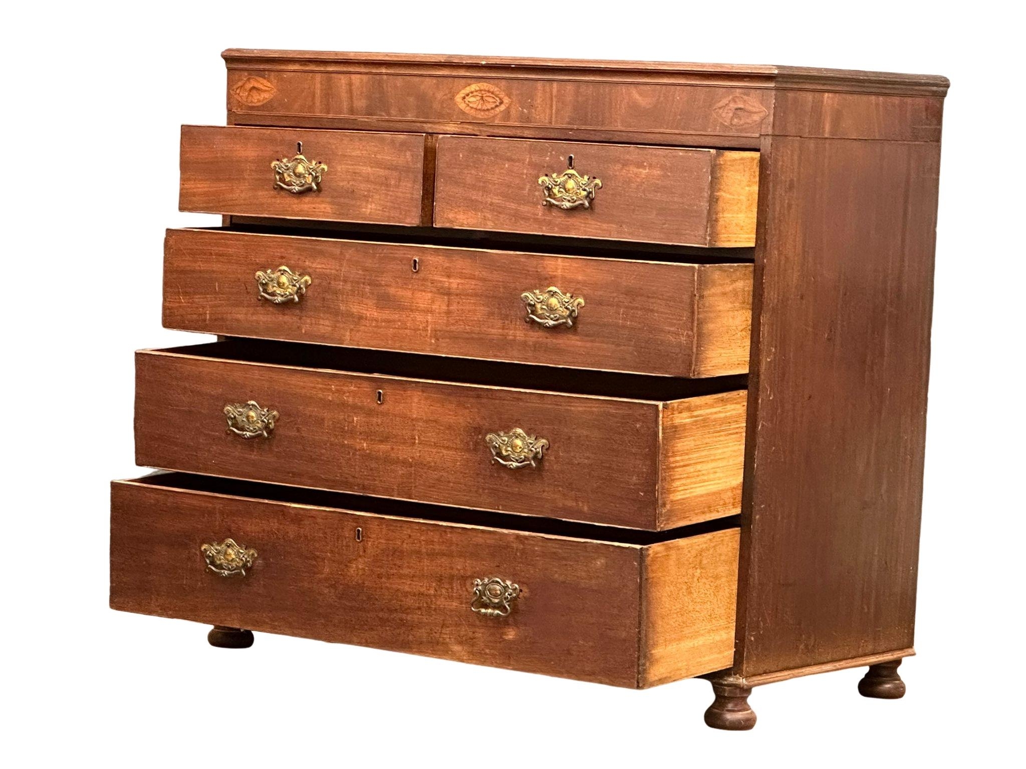 A large late George III Inlaid mahogany chest of drawers, circa 1800-20. 115cm x 55cm x 105cm - Image 8 of 8