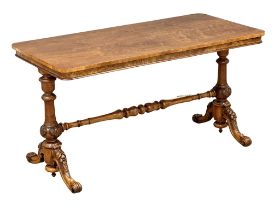 A large Victorian Walnut library’s table/side table on Cabriole Legs. Circa 1860. 132x65x72cm