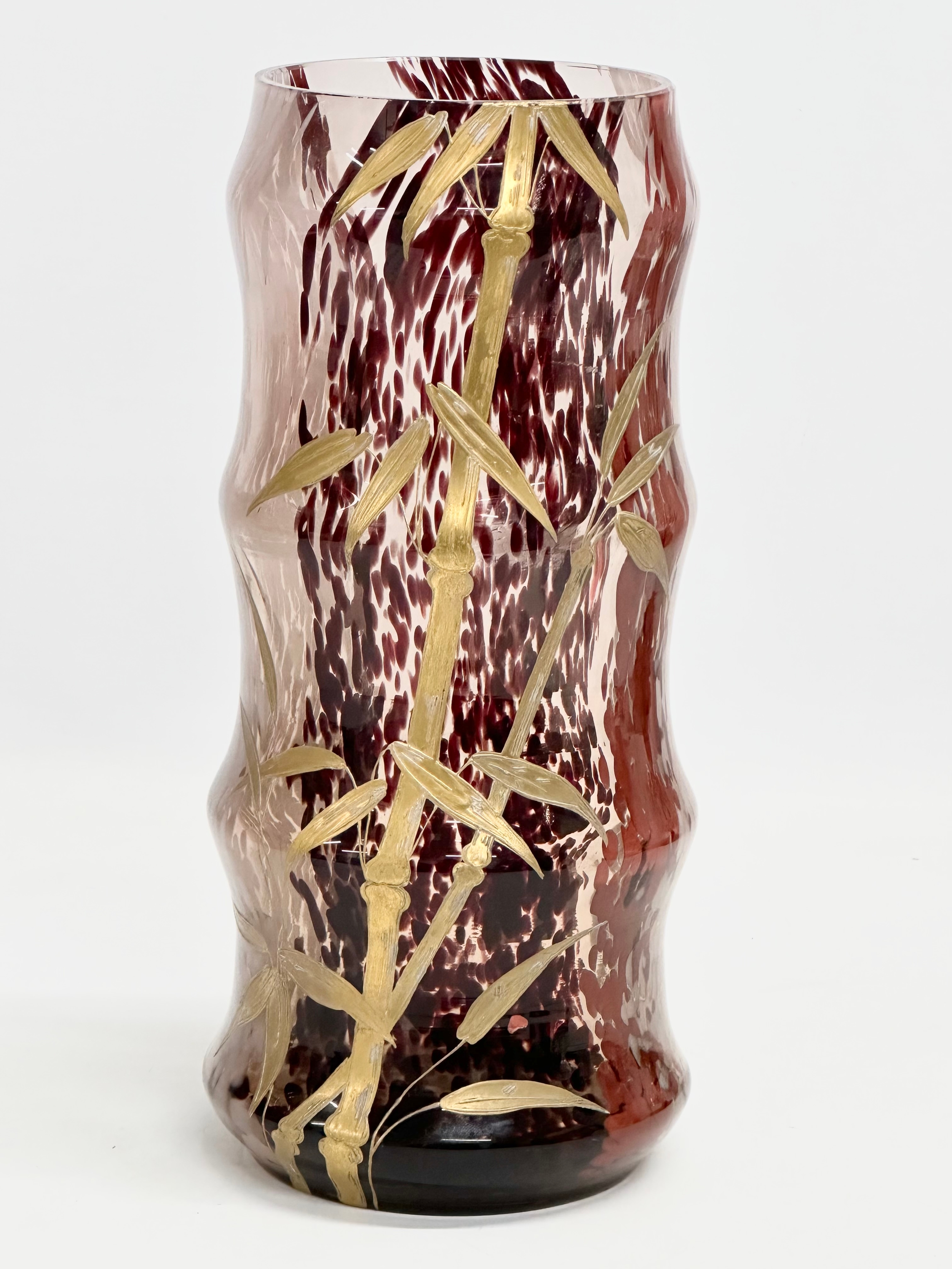 A rare Art Nouveau ‘Bamboo’ glass vase by Ernest Baptiste Leveille. Early 20th century. Circa