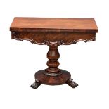 A William IV mahogany turnover tea table, circa 1830. 92cm x 45cm x 73.5cm