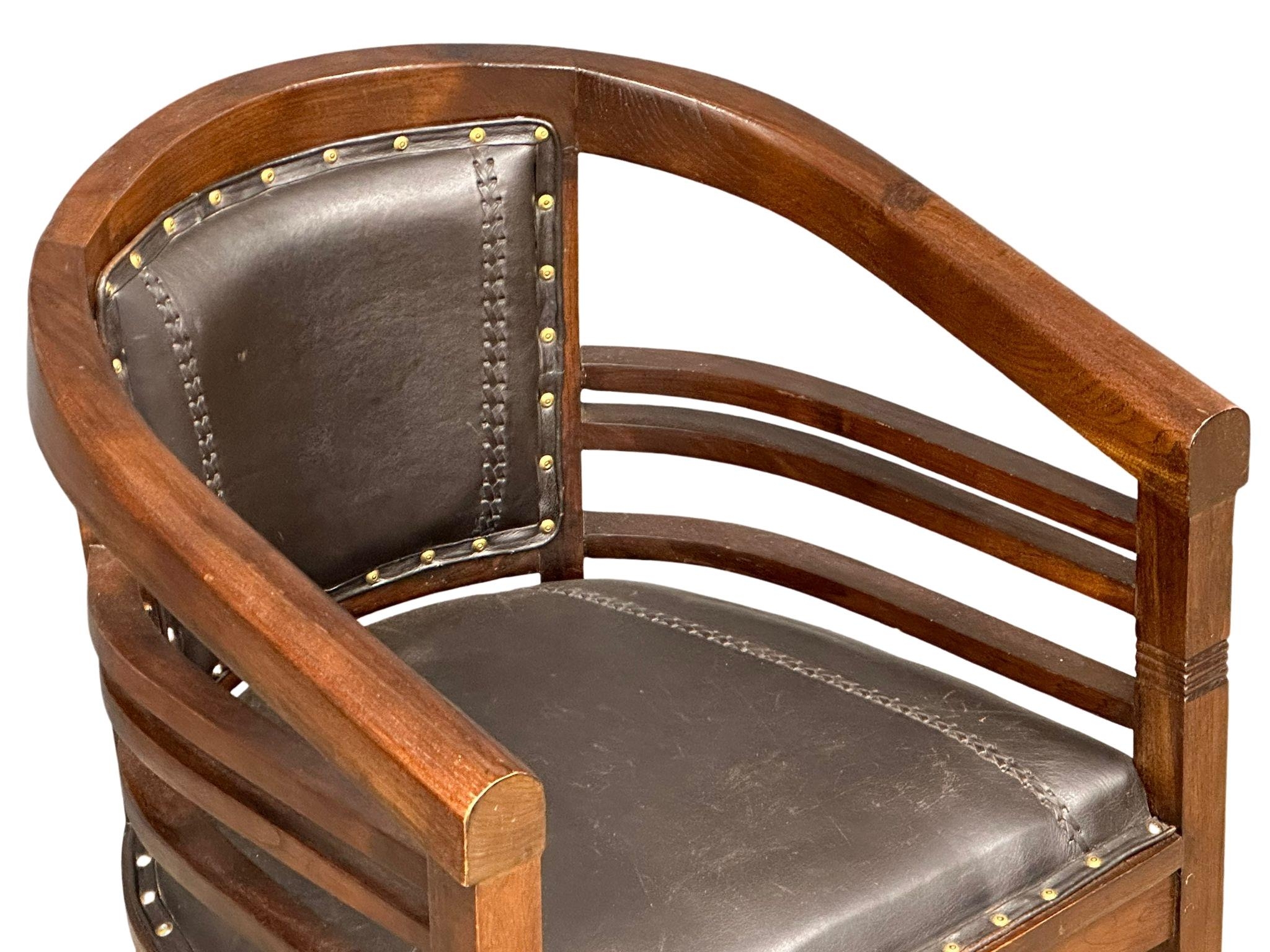 A Victorian style mahogany framed desk chair with leather back and seat secured with brass studs. - Image 5 of 5