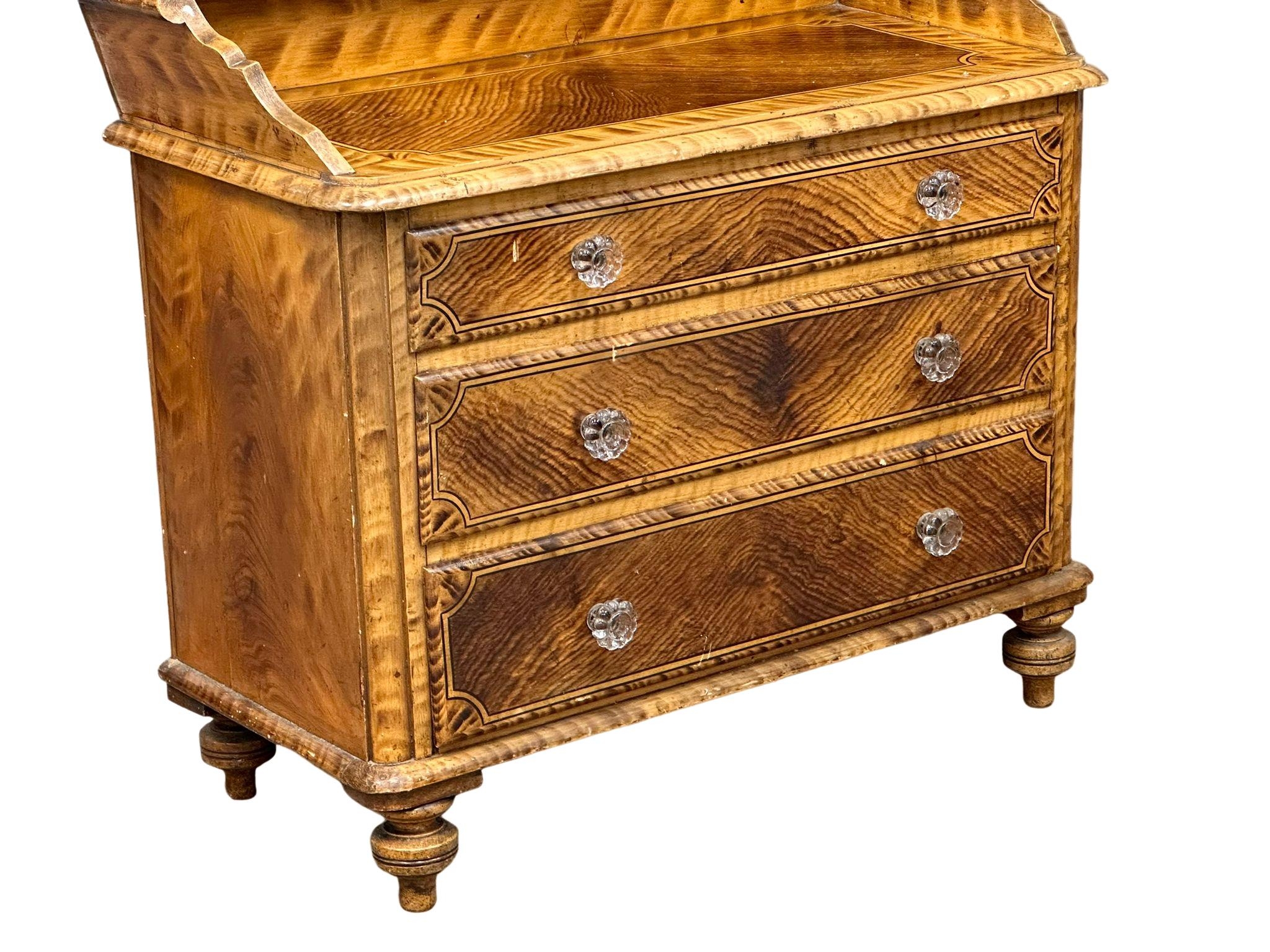 A good quality Victorian pine chest with gallery back with original scumble finsh and glass handles. - Image 2 of 5