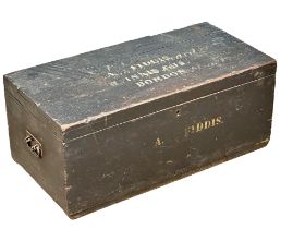 A 19th century Enniskillen Fusiliers campaign trunk. A. fiddis. 81x43x33cm