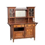 An Art Nouveau early 20th century inlaid mahogany mirror back sideboard. Circa 1900. 153x61x177cm