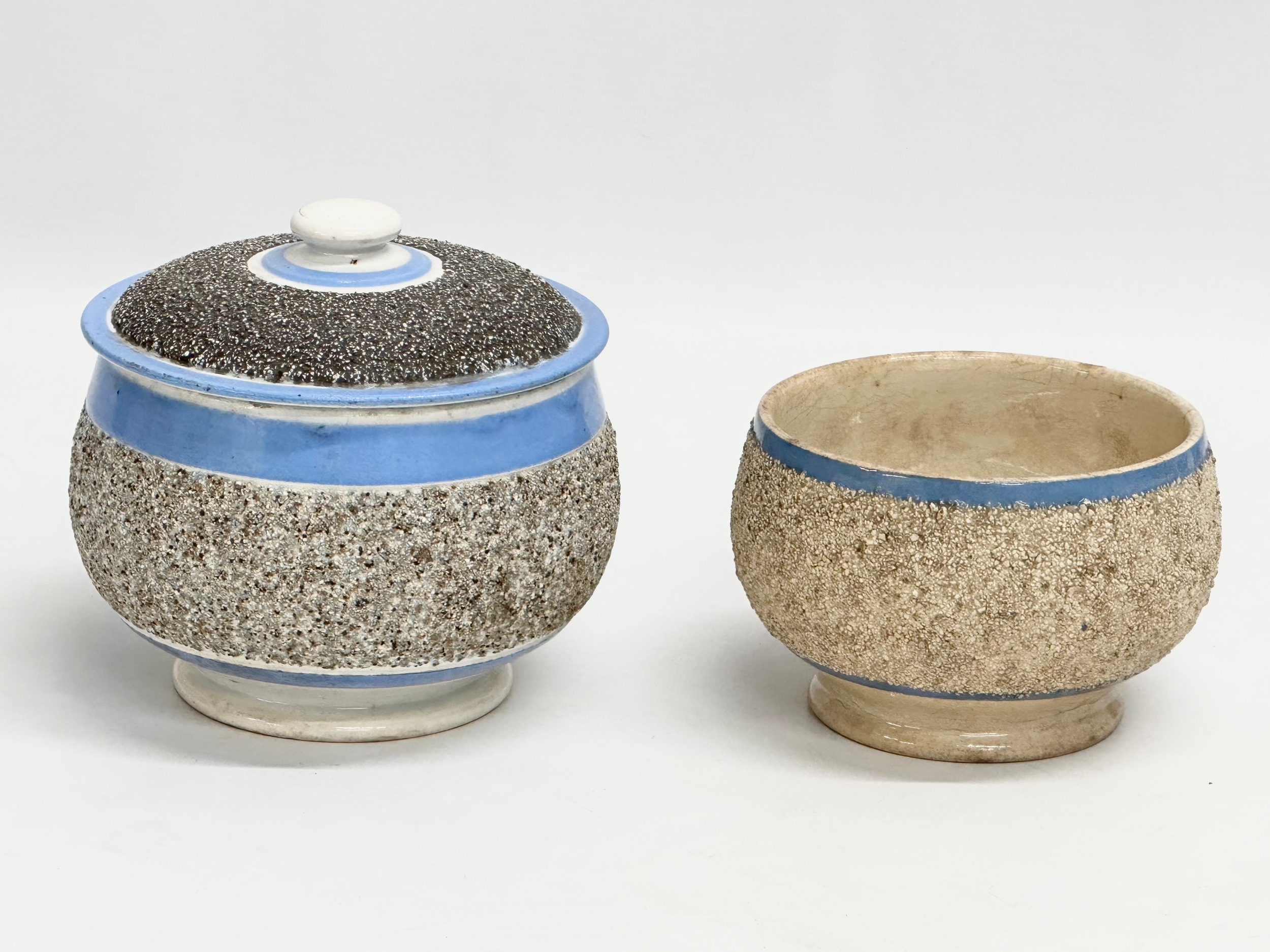 2 early/mid 19th century Mocha Ware stone glazed bowls. 12.5x12cm