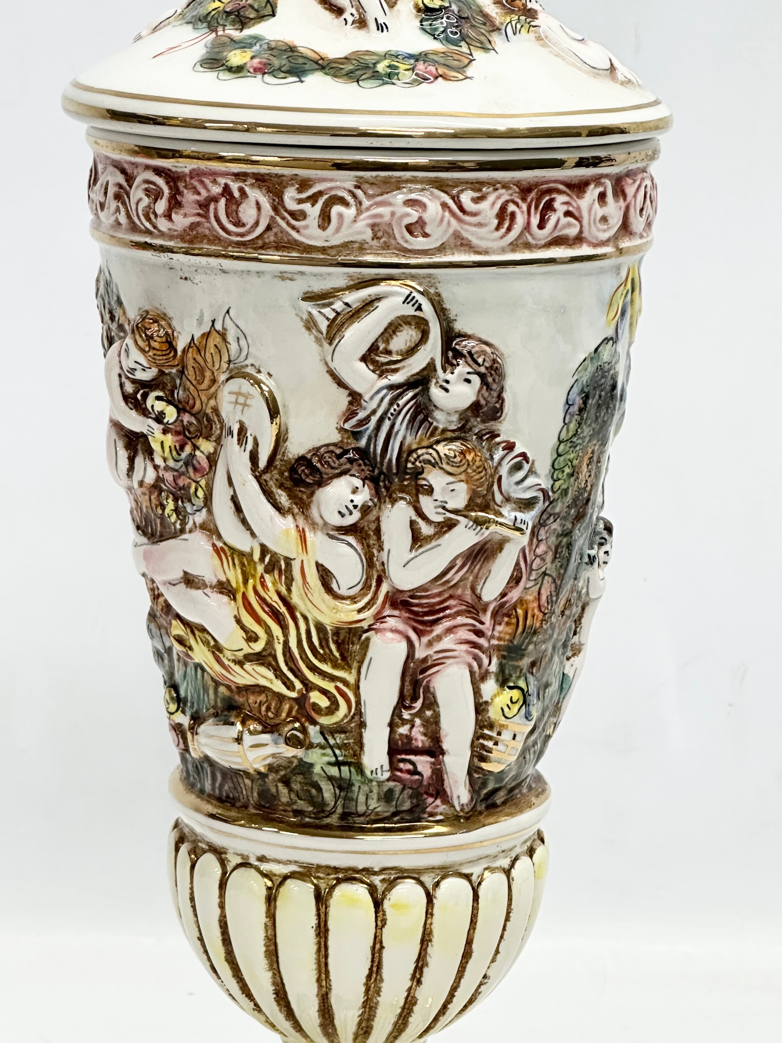 A large R. Capodimonte urn with old. 42cm. With a Chinese vase on stand. - Image 5 of 10