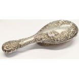 A late 19th century ornate silver vanity brush. Chester, 1897. 241.8g. 25x9.5cm