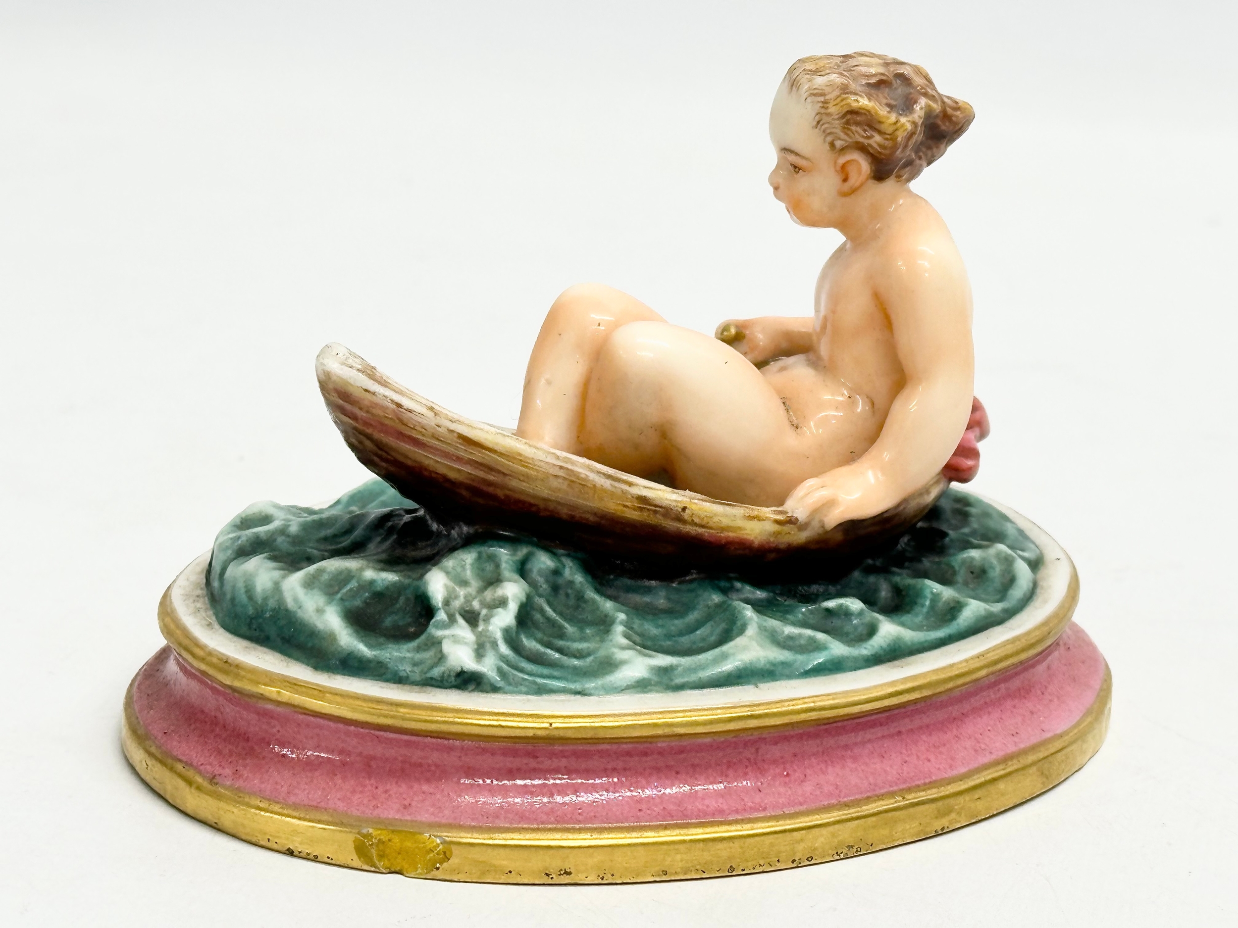 A rare 19th century Royal Worcester Nude Lady Rowing boat figurine. 12.5x10x8.5cm - Image 3 of 7