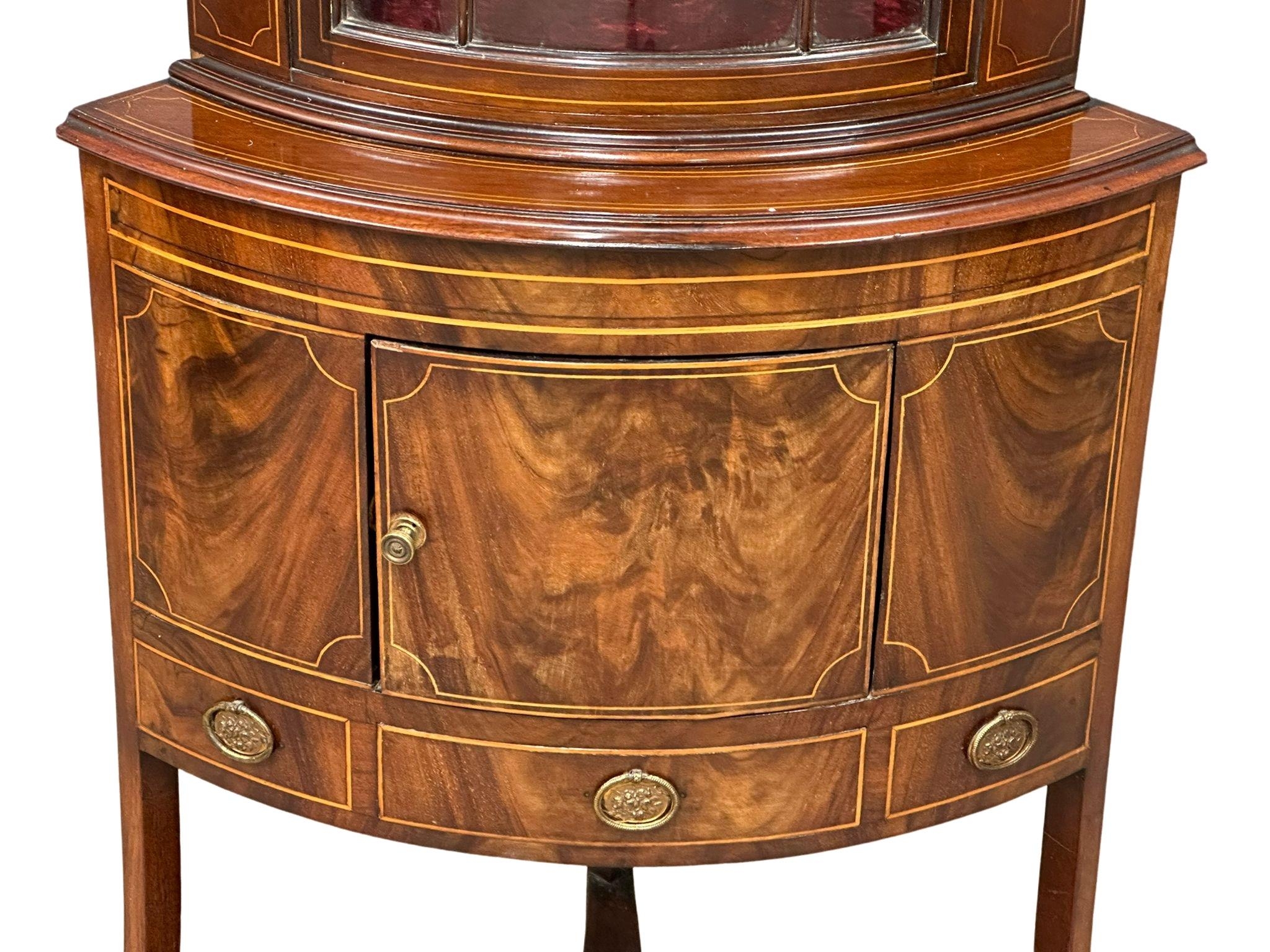 A late 19th Century George III style Inlaid mahogany corner display cabinet with astragal glazed - Image 6 of 7