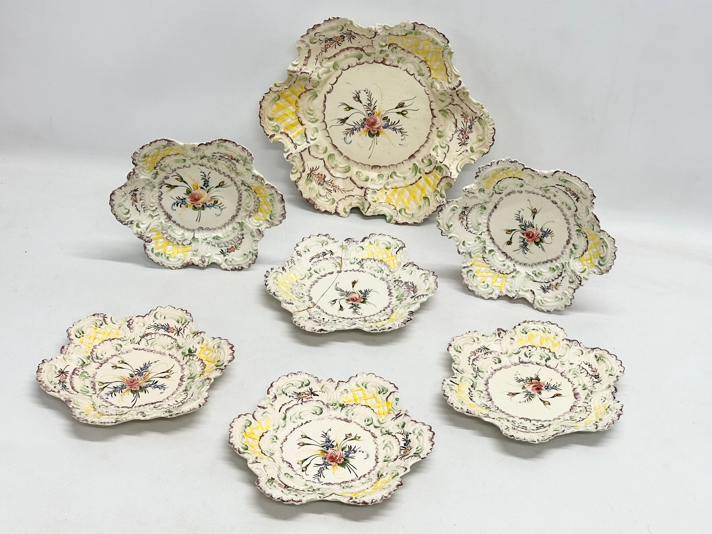 7 early 20th century Italian hand painted Majolica plates. Impressed Made in Italy. With makers - Image 3 of 7