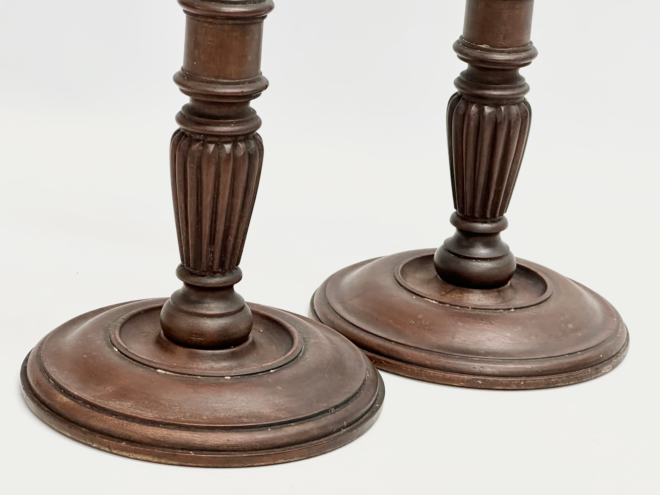 A pair of large excellent quality late 19th century George III style mahogany candlesticks. Circa - Image 6 of 9