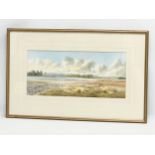 A large watercolour drawing by R.B. Higgins. The Road to Greyabbey. 53x24cm. Frame 76.5x48.5cm.
