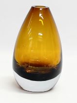 A Swedish ‘Torpedo’ Amber Glass vase by Seda. 11x20.5cm