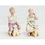 A pair of late 19th century Heubach bisque ‘Bubbles’ figures. Circa 1890. 23cm
