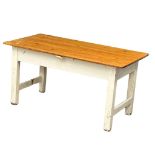 A Victorian pine farmhouse kitchen dining table. 152x78x76cm