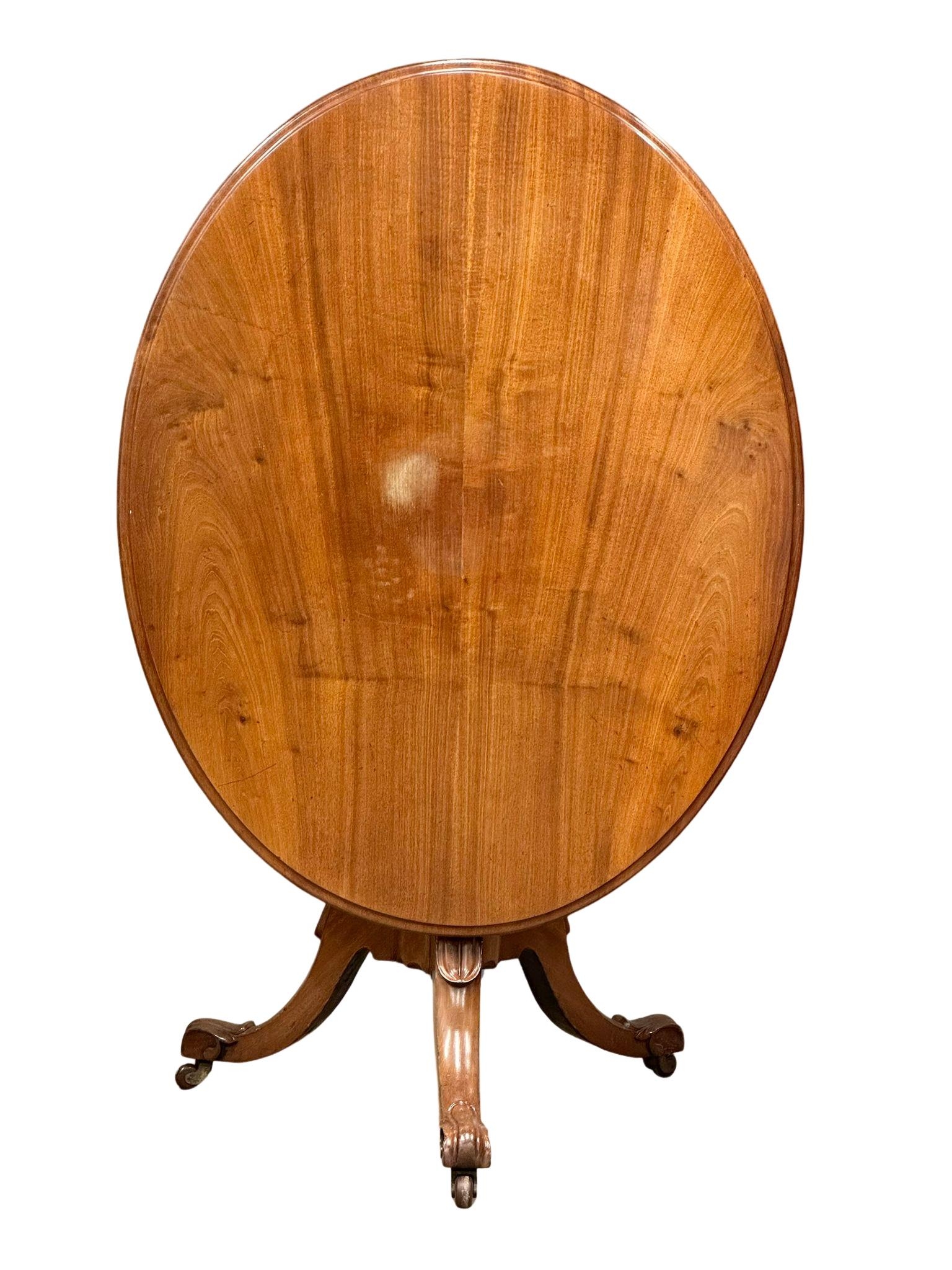 A Victorian mahogany tilt top breakfast table. 112x88x74cm(2) - Image 2 of 5