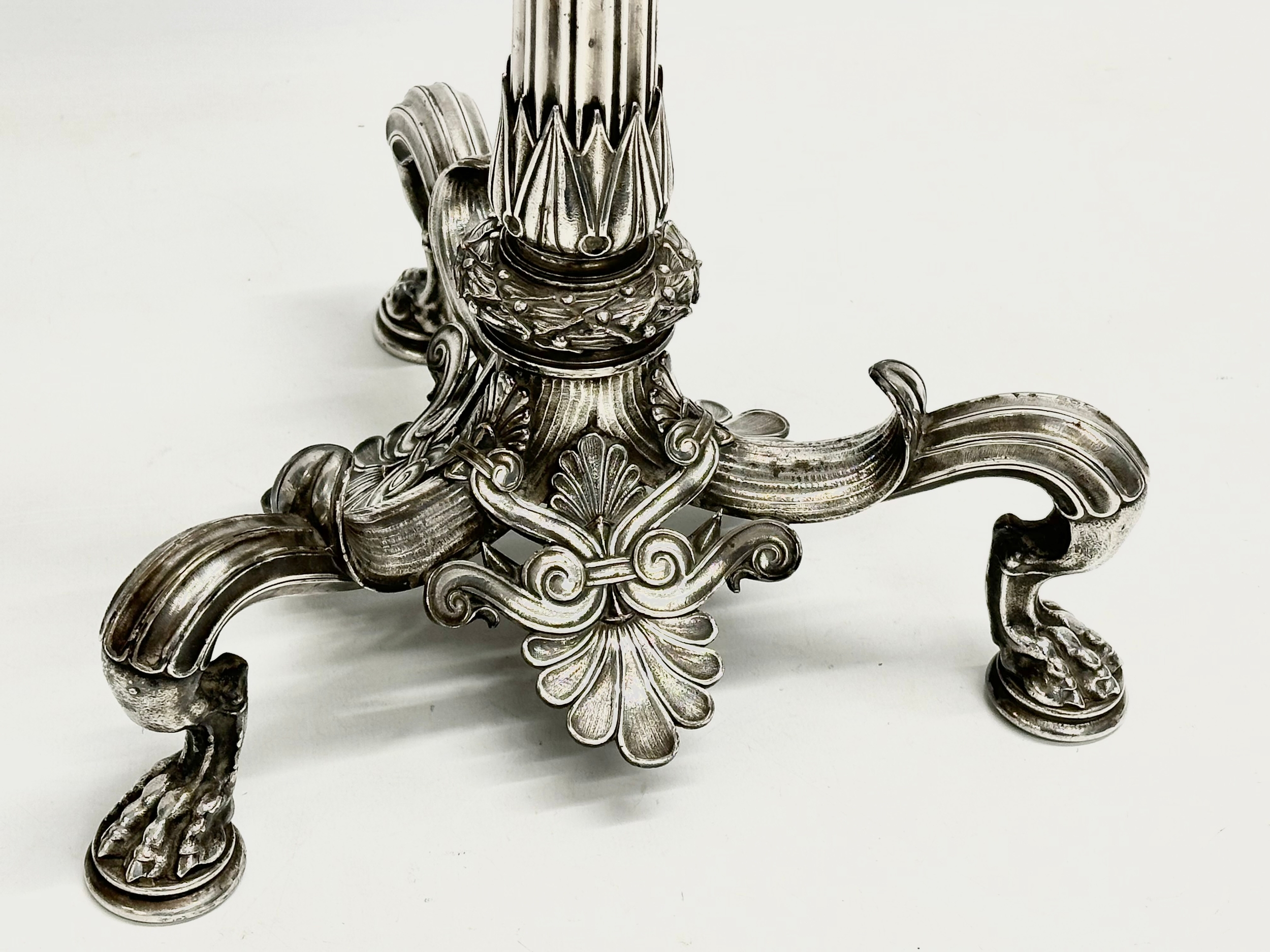 A large exceptional quality mid 19th century silver plated Neo Classical style candelabra, mounted - Image 5 of 18