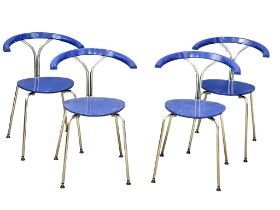 A set of 4 Swedish stacking dining chairs designed by Bjorn Alge for Lindlofs Interior, 1980-90s