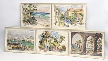 A set of 5 vintage Cecile Johnson prints.