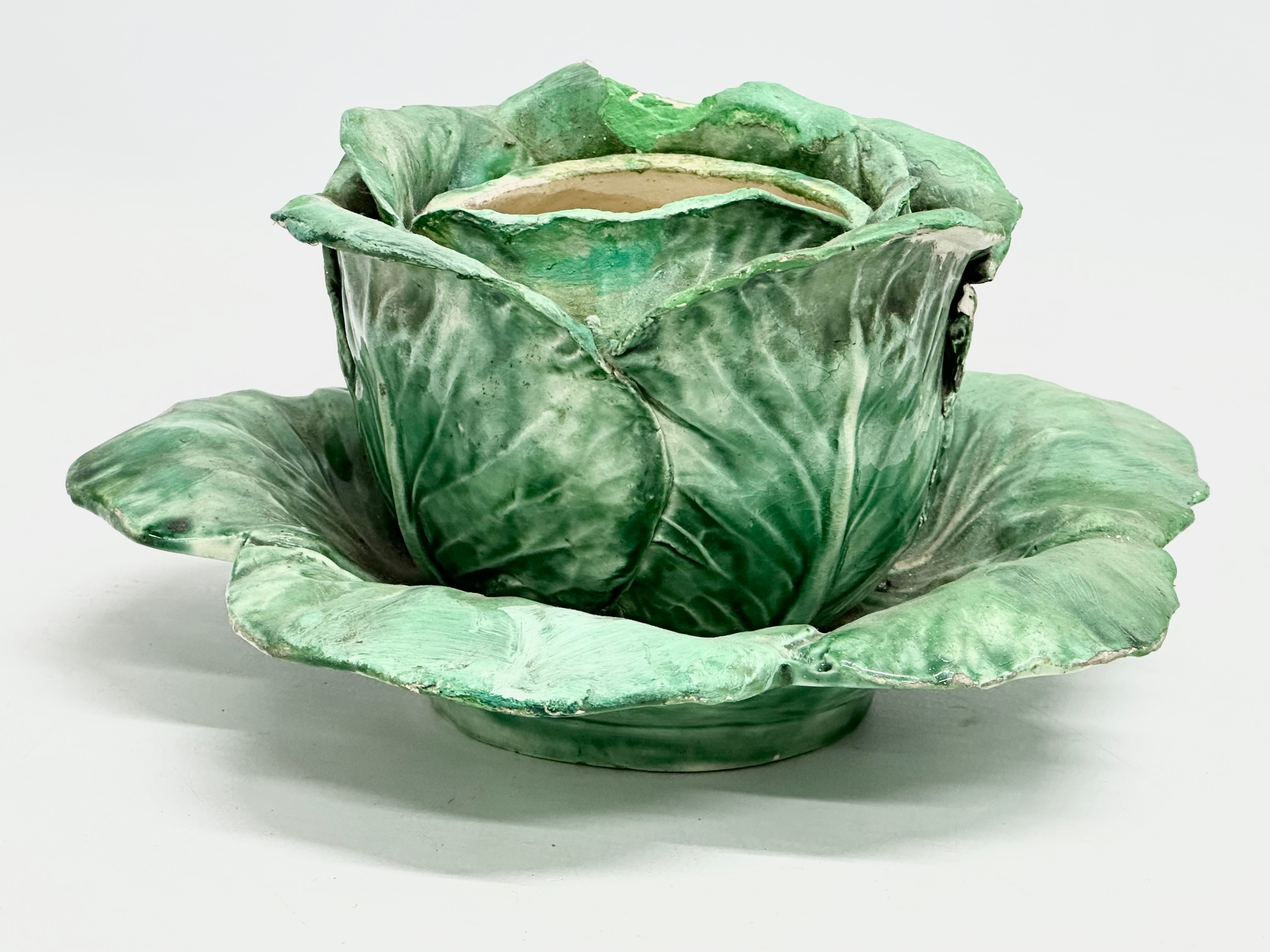 A rare glazed ceramic ‘Cabbage’ tureen with lid. Possibly by Dodie Thayer or Lady Anne Gordon. - Image 6 of 10