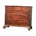 A good quality George III mahogany chest of drawers with original brass drop handles on Ogee feet.