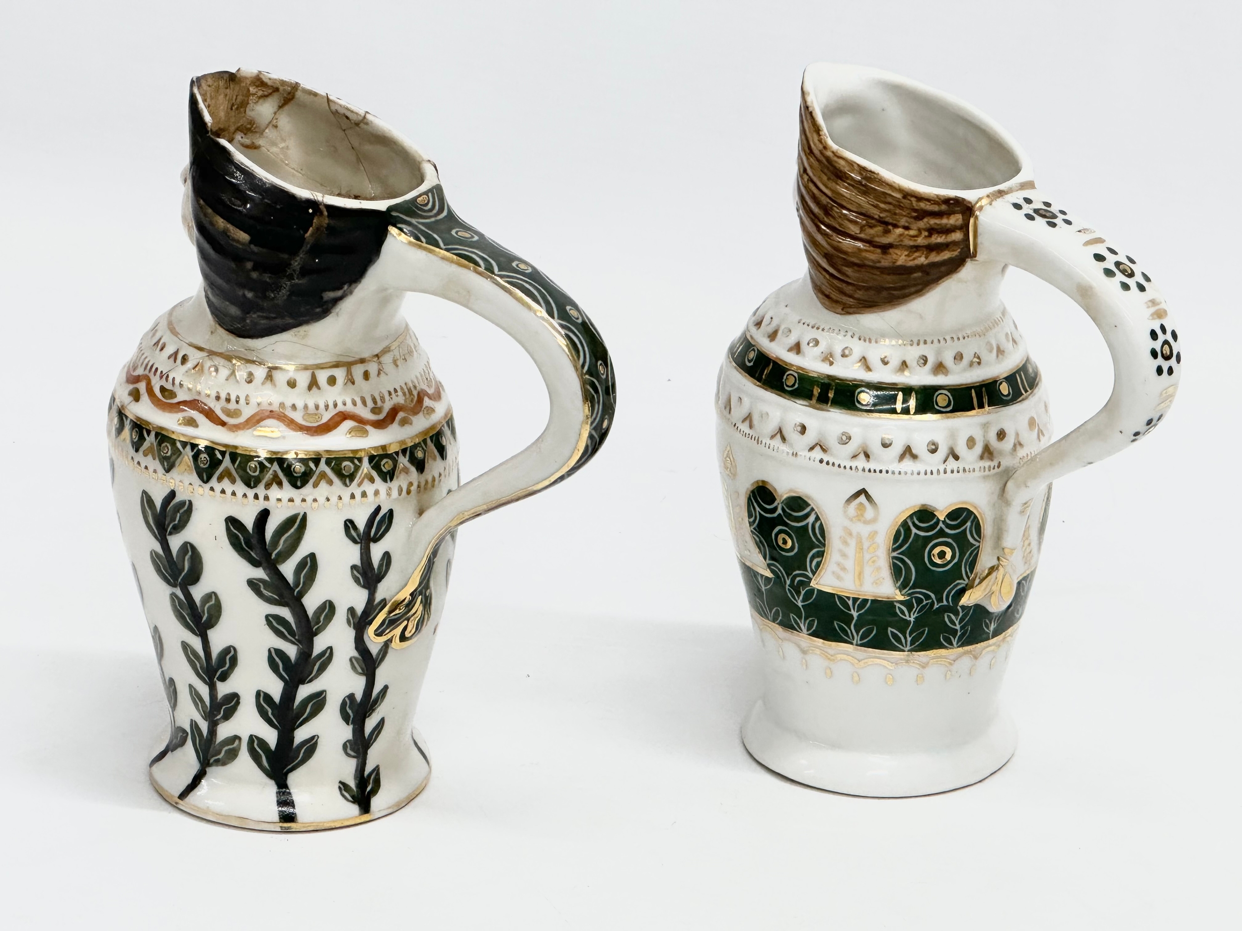 A pair of late 19th century gypsy character jug. 1 stamped B.C.I.T. 11.5x15cm - Image 6 of 8