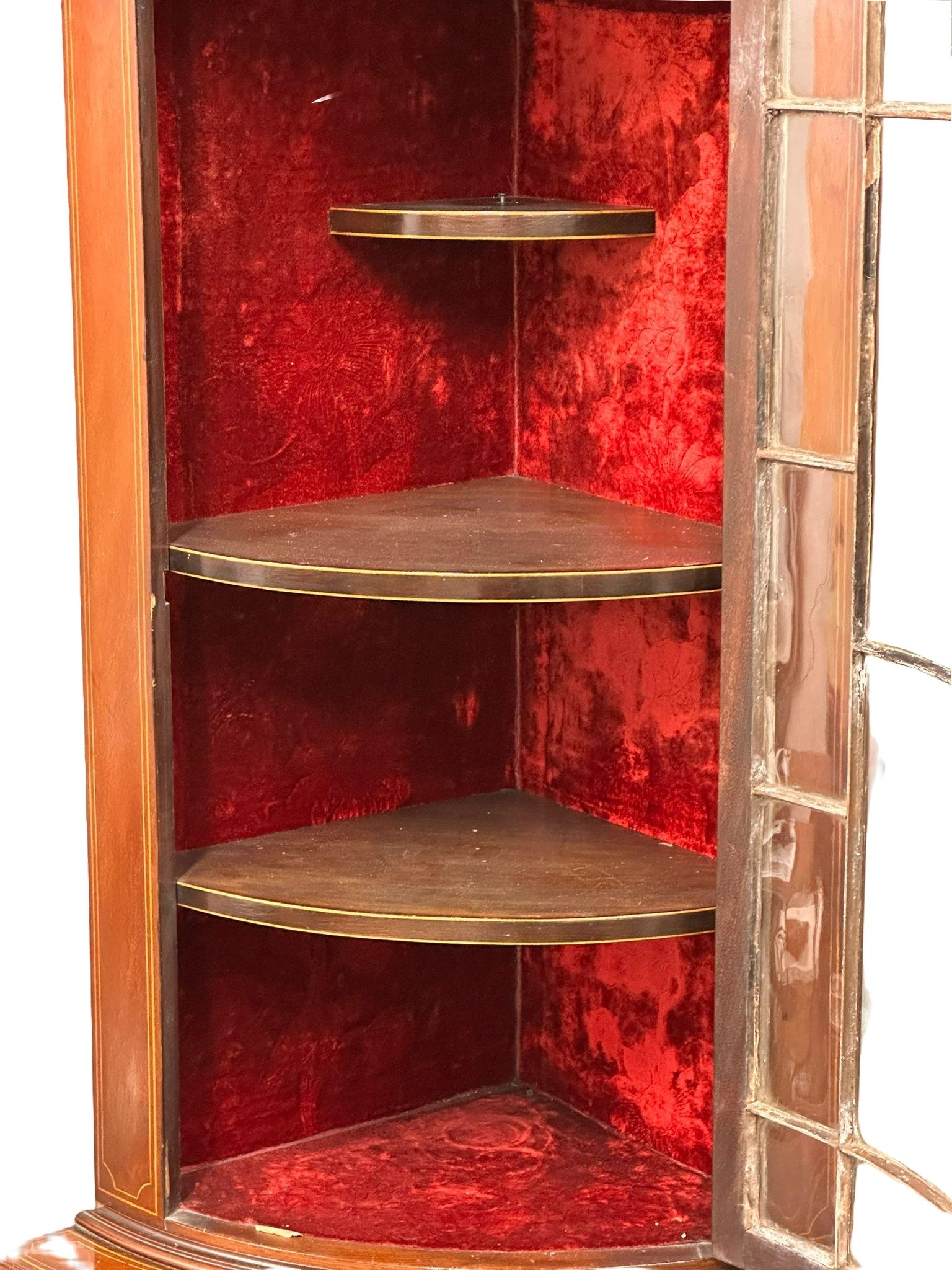 A late 19th Century George III style Inlaid mahogany corner display cabinet with astragal glazed - Image 4 of 7