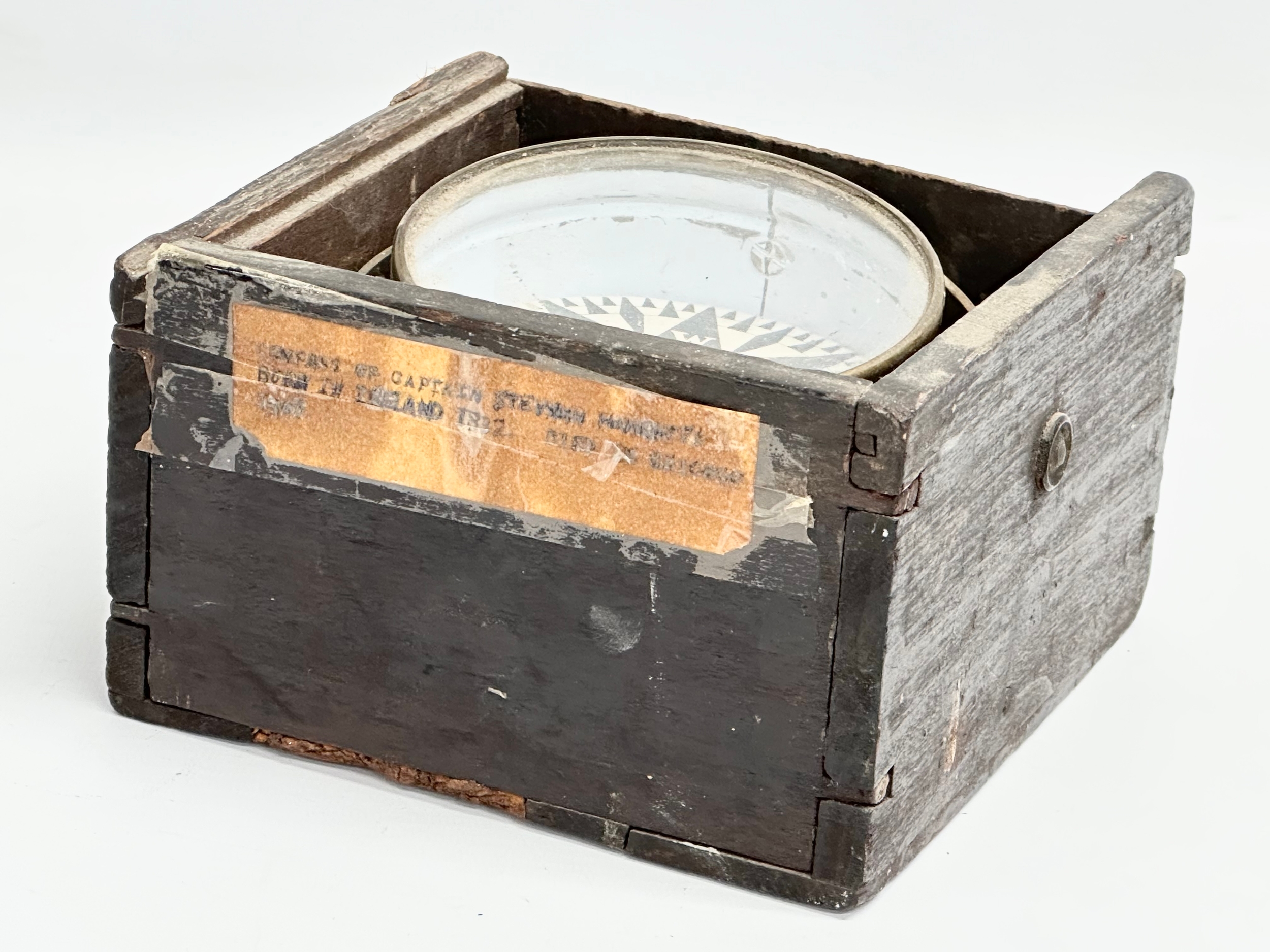 A 19th/early 20th century ships compass in box 16x16x10cm - Image 4 of 5