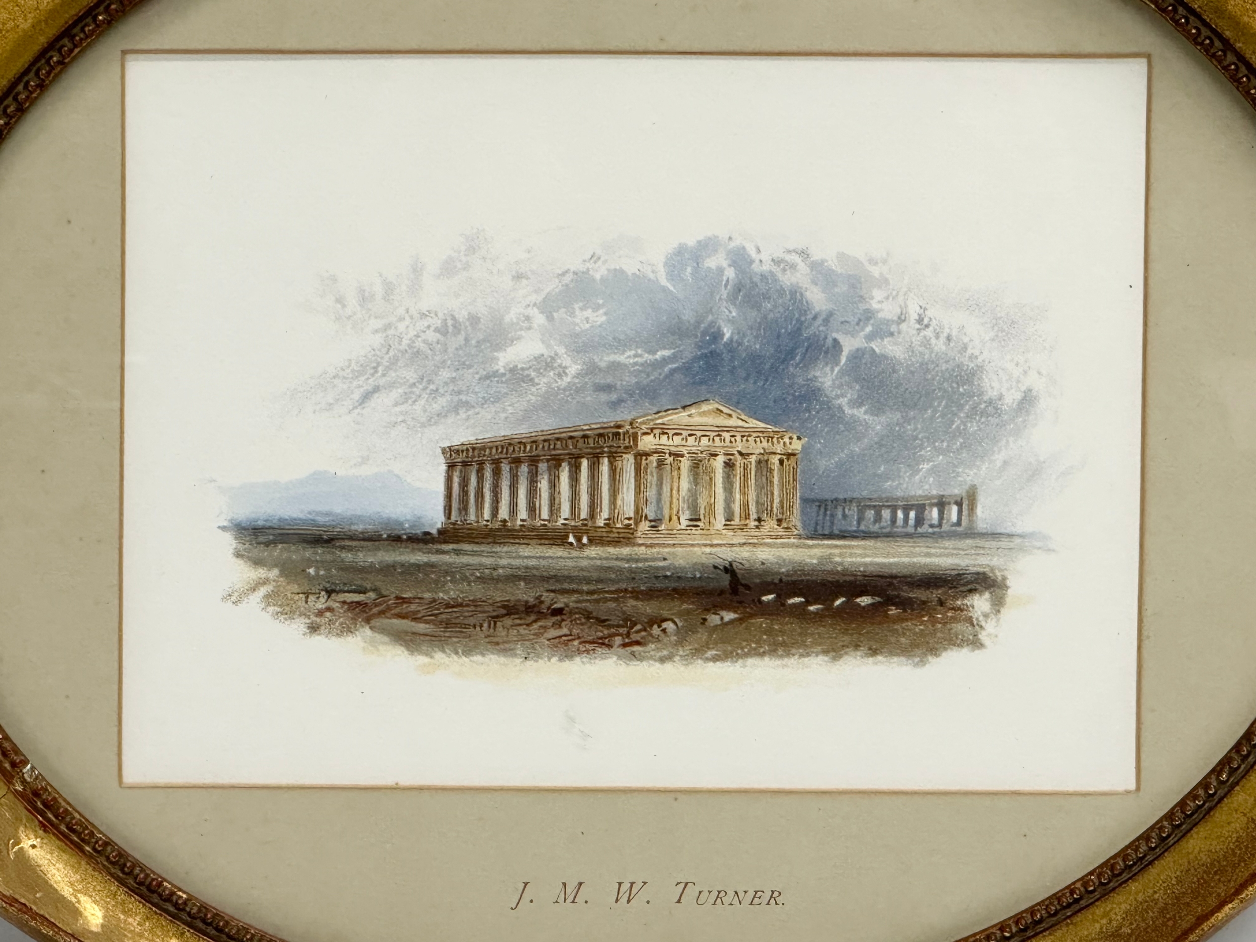 A watercolour drawing by Joseph Mallord William Turner (1775-1851) reframed. 20x15cm. Frame 34x28cm - Image 2 of 6