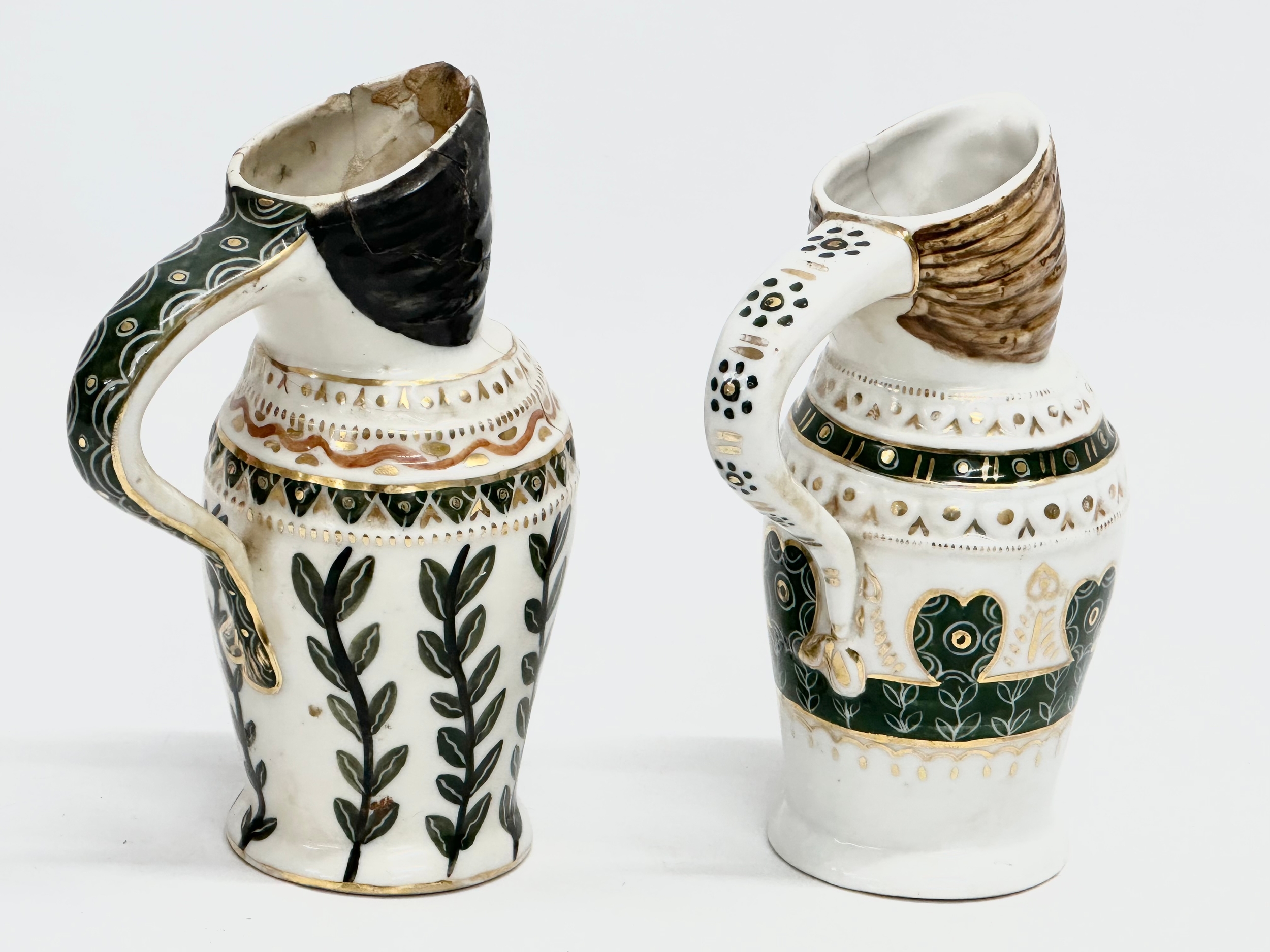 A pair of late 19th century gypsy character jug. 1 stamped B.C.I.T. 11.5x15cm - Image 3 of 8