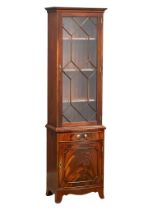A Georgian style mahogany display cabinet with astragal glazed door, single drawer and cupboard.