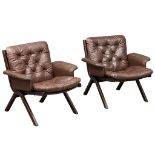 A pair Norwegian Mid Century ‘Uno’ leather armchairs by Ekornes. Possibly designed by Ingmar