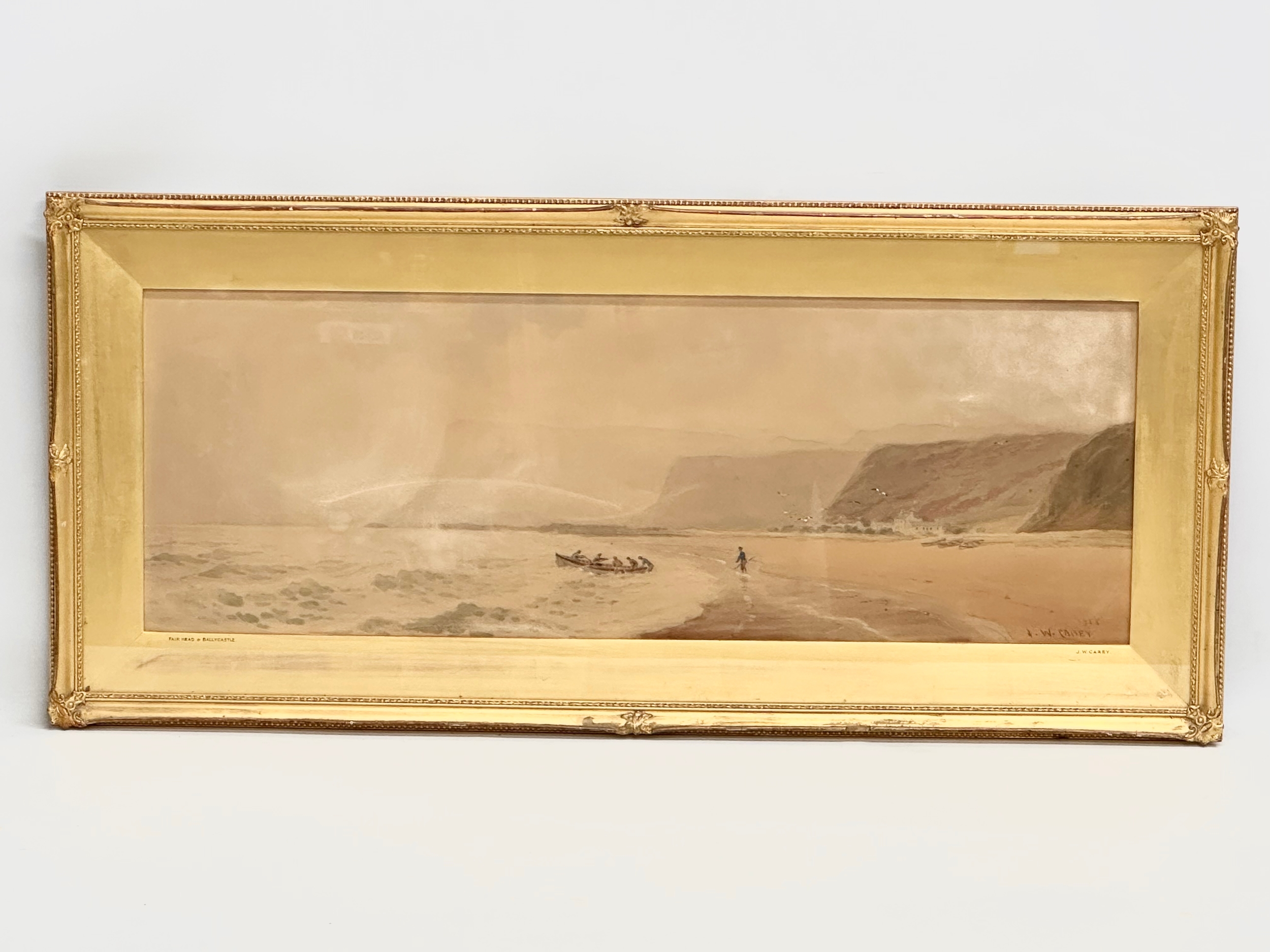A large watercolour by Joseph William Carey RUA (1859-1937) Fair Head & Ballycastle. Going