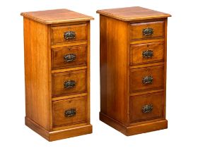 A pair of large late Victorian walnut pedestal side chests with 4 drawers. Circa 1890-1900.