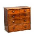 A large Victorian mahogany chest of drawers with bun handles, 109cm x 51cm x 101cm