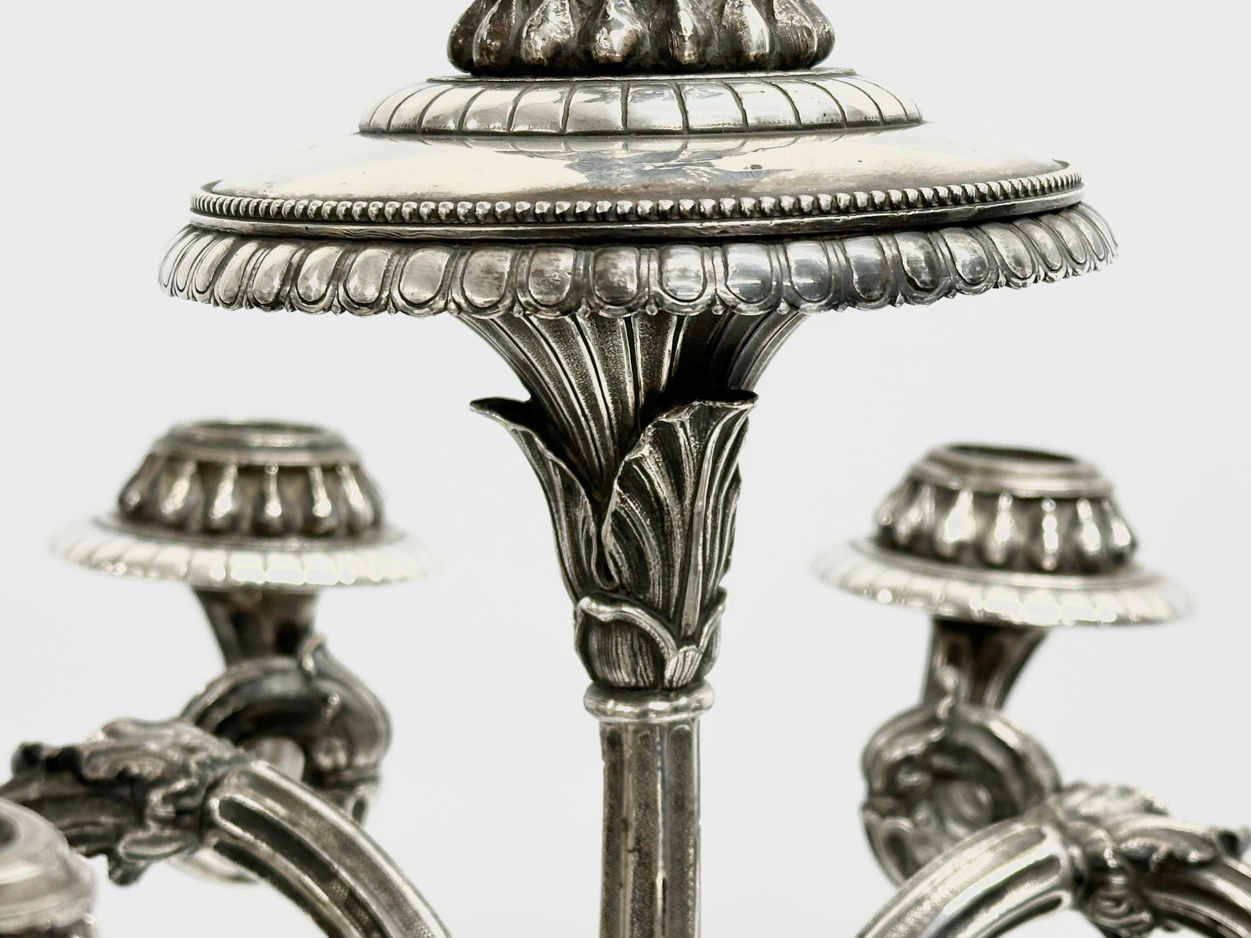 A large exceptional quality mid 19th century silver plated Neo Classical style candelabra, mounted - Image 14 of 18