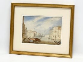 A late 19th century watercolour drawing on Venice. Reframed. 25x17cm. Frame 39.5x32cm