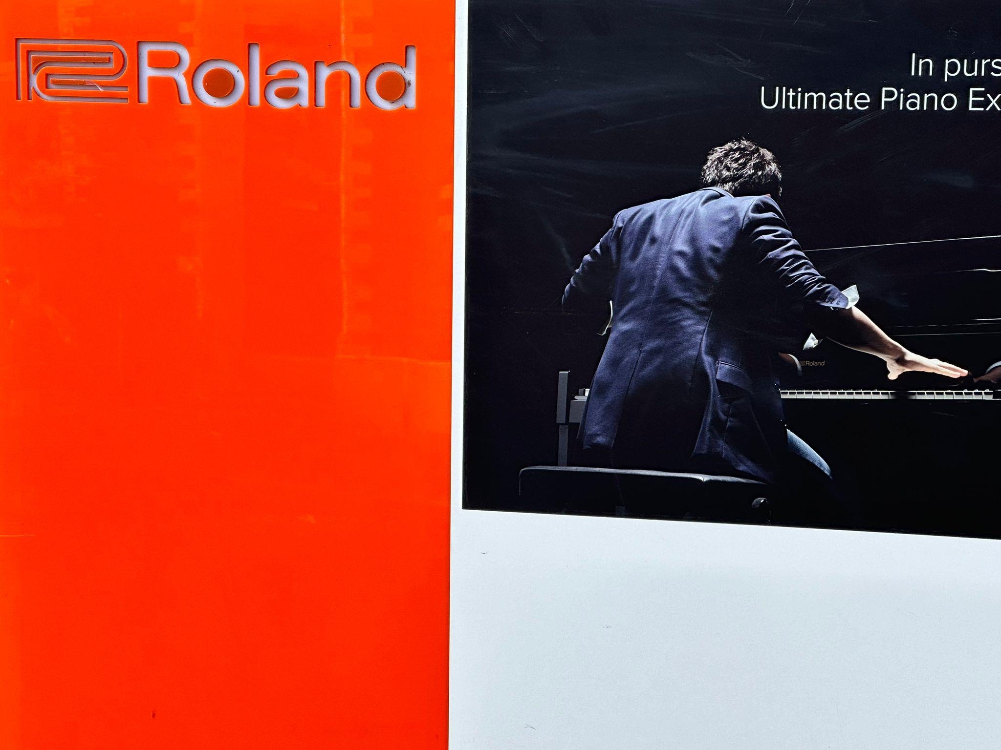 A large light up Roland Piano music shop display board. 150x137cm - Image 2 of 3