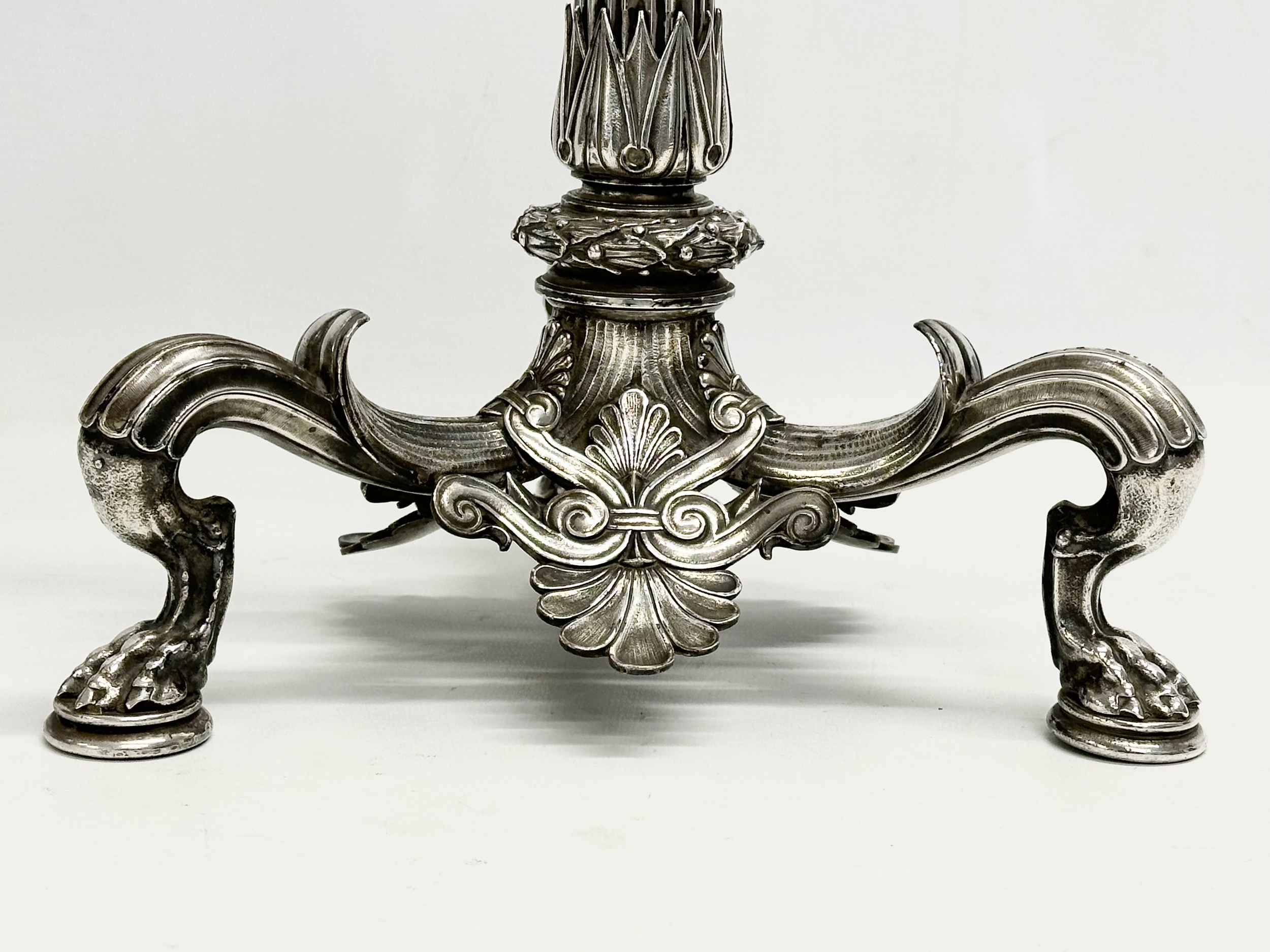 A large exceptional quality mid 19th century silver plated Neo Classical style candelabra, mounted - Image 4 of 18