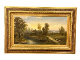 A large 19th century oil painting on canvas by A. Wilkow. Poland. 92x50cm. Frame 125x82cm