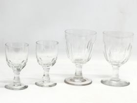 4 late 19th century Victorian drinking glasses. Circa 1860-1880. A pair of Victorian slice cut