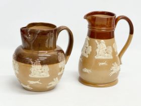 A Doulton Lambeth ‘Harvest’ jug and a Royal Doulton Lambeth ‘Harvest’ jug. 17x17cm. 15x19cm