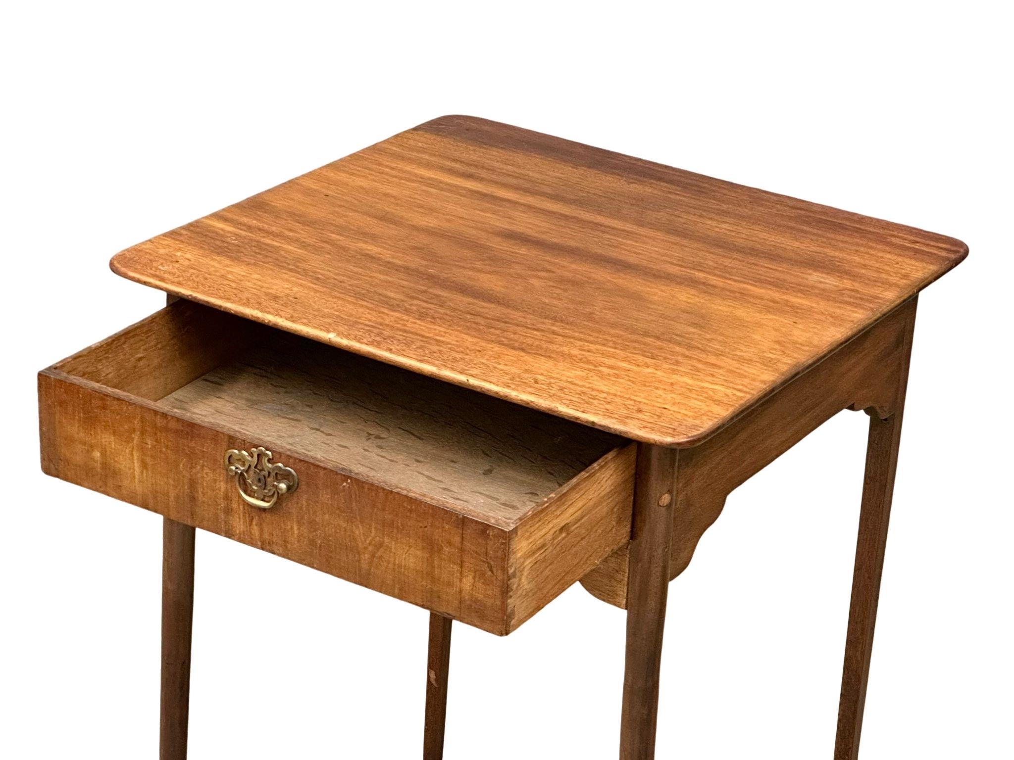 A late George III mahogany side table with drawer, circa 1800-20. 58cm x 57.5cm x 72cm - Image 3 of 4