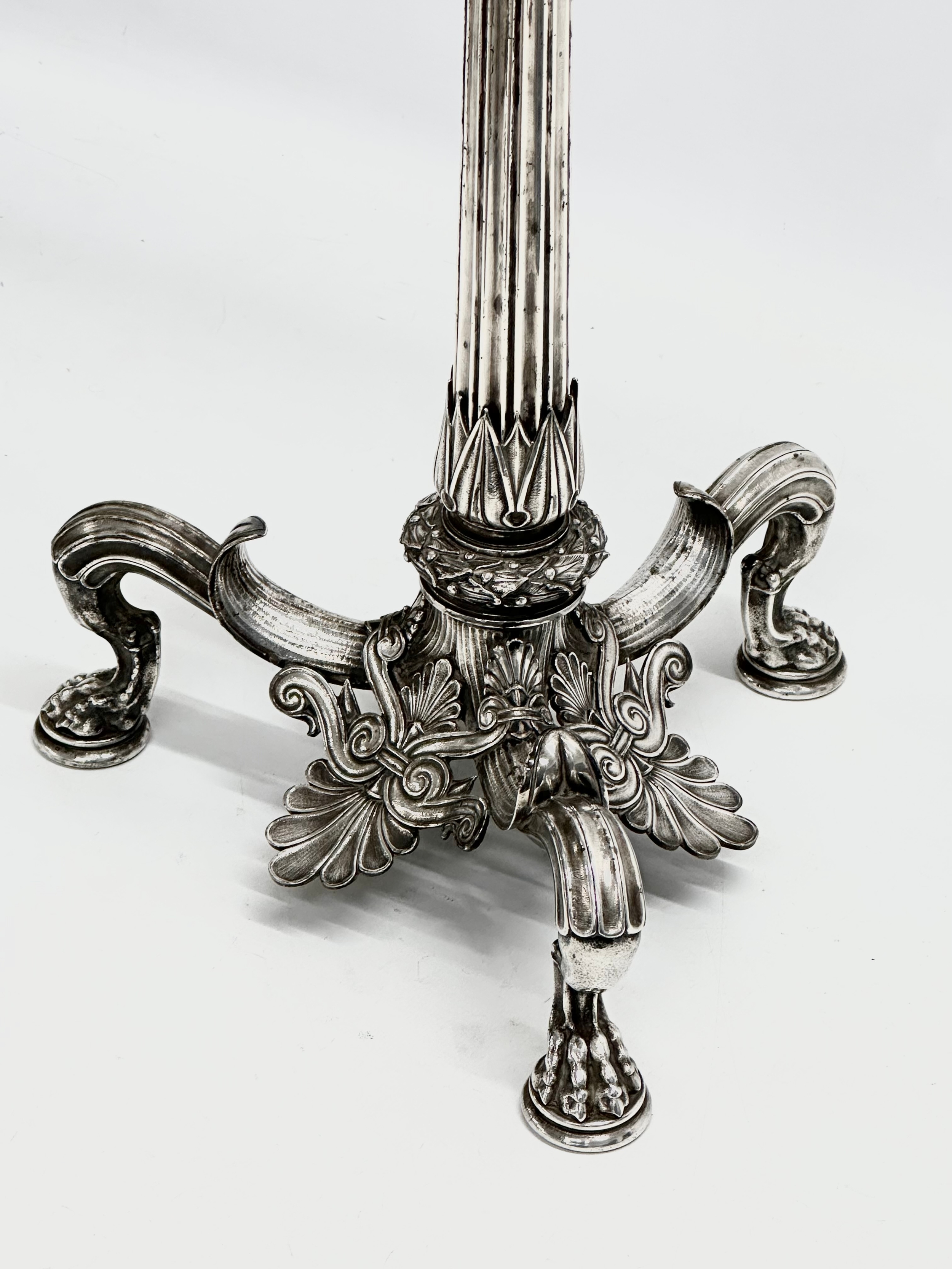 A large exceptional quality mid 19th century silver plated Neo Classical style candelabra, mounted - Image 15 of 18