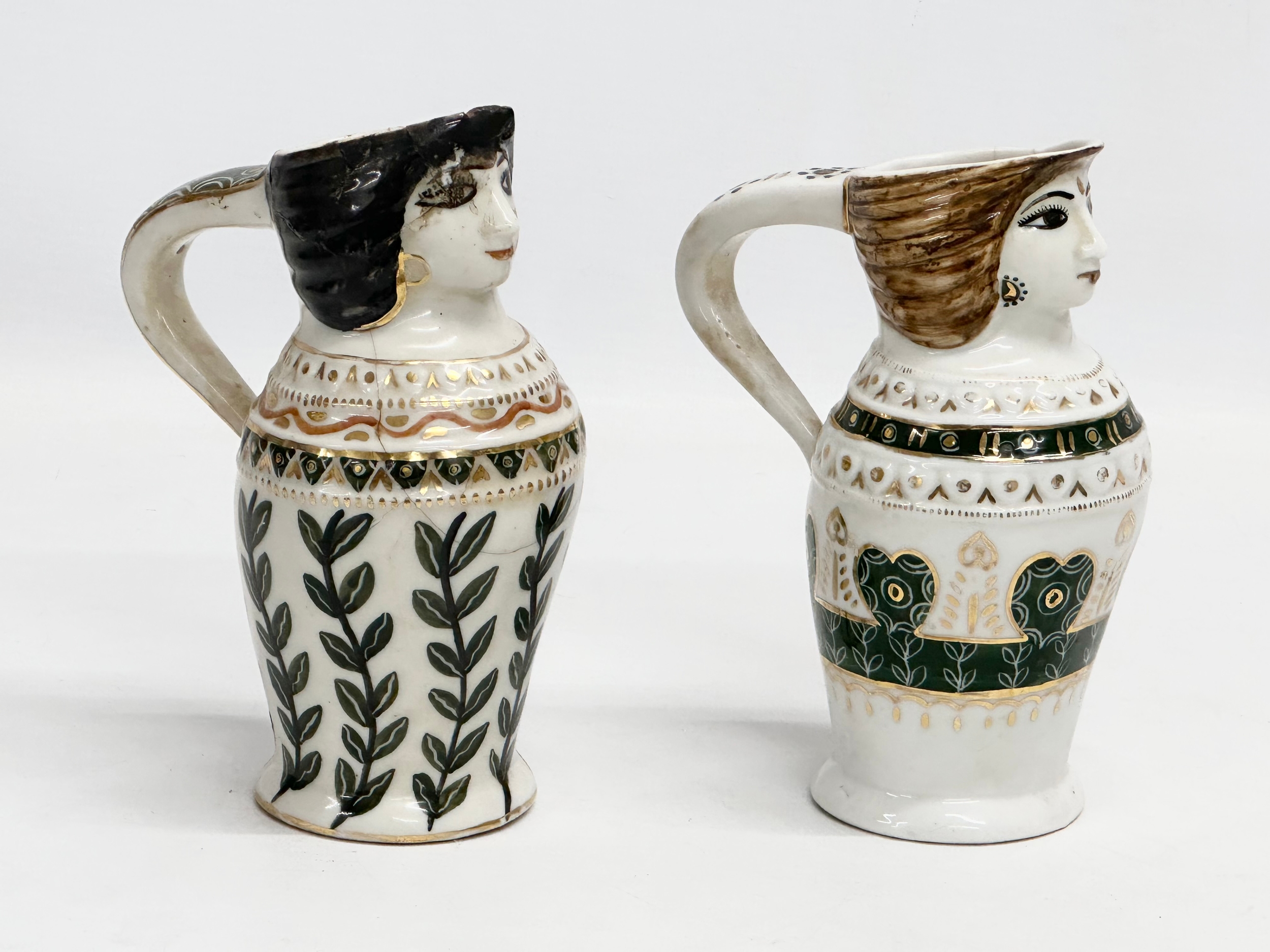 A pair of late 19th century gypsy character jug. 1 stamped B.C.I.T. 11.5x15cm - Image 2 of 8