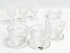 A collection of Waterford Crystal. 3 Waterford Crystal ‘Boyne’ sherry glasses 11cm. 3 Waterford