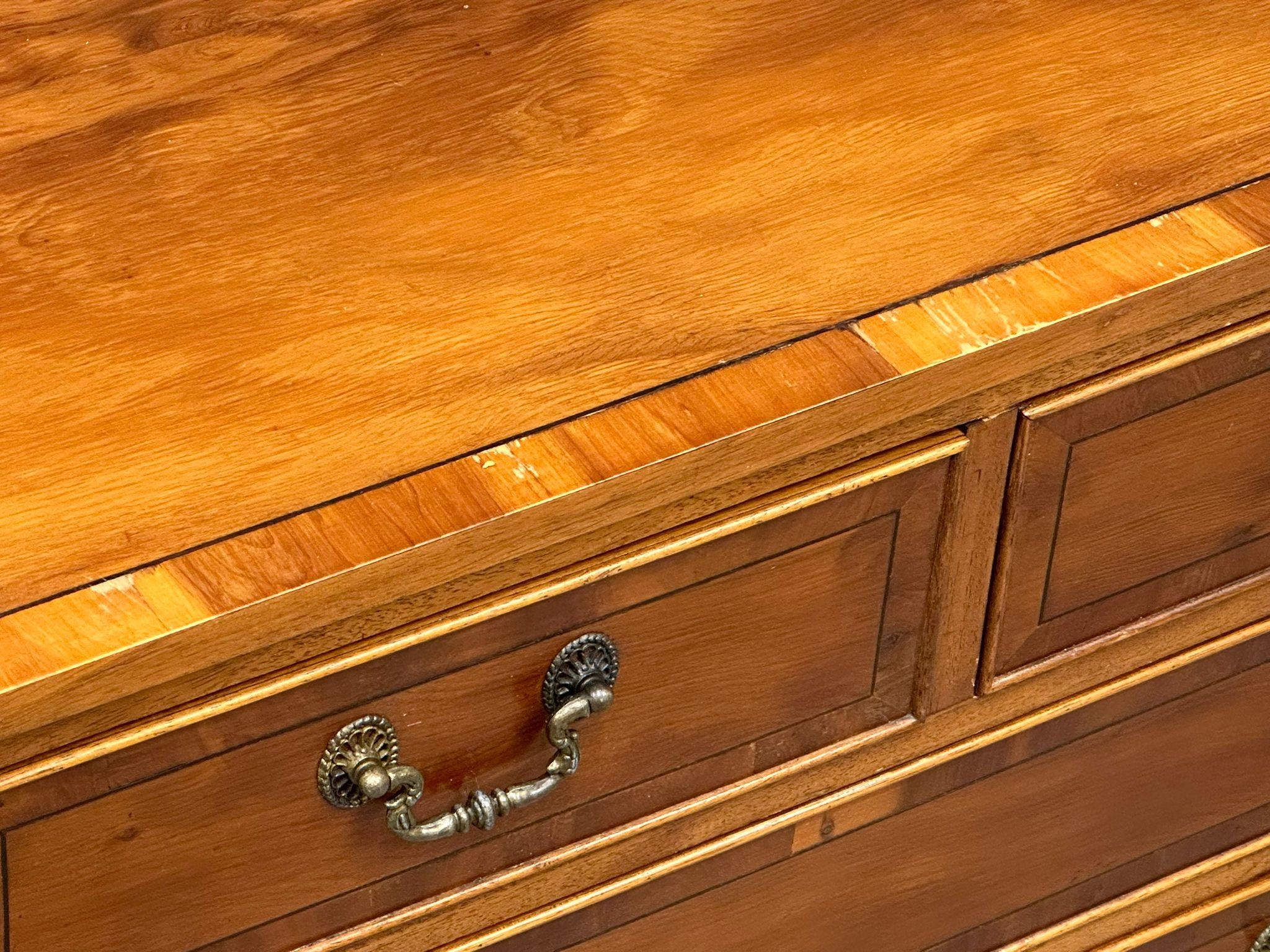 A George III style Inlaid yew wood chest of drawers, 75cm x 42cm x 74cm - Image 7 of 7