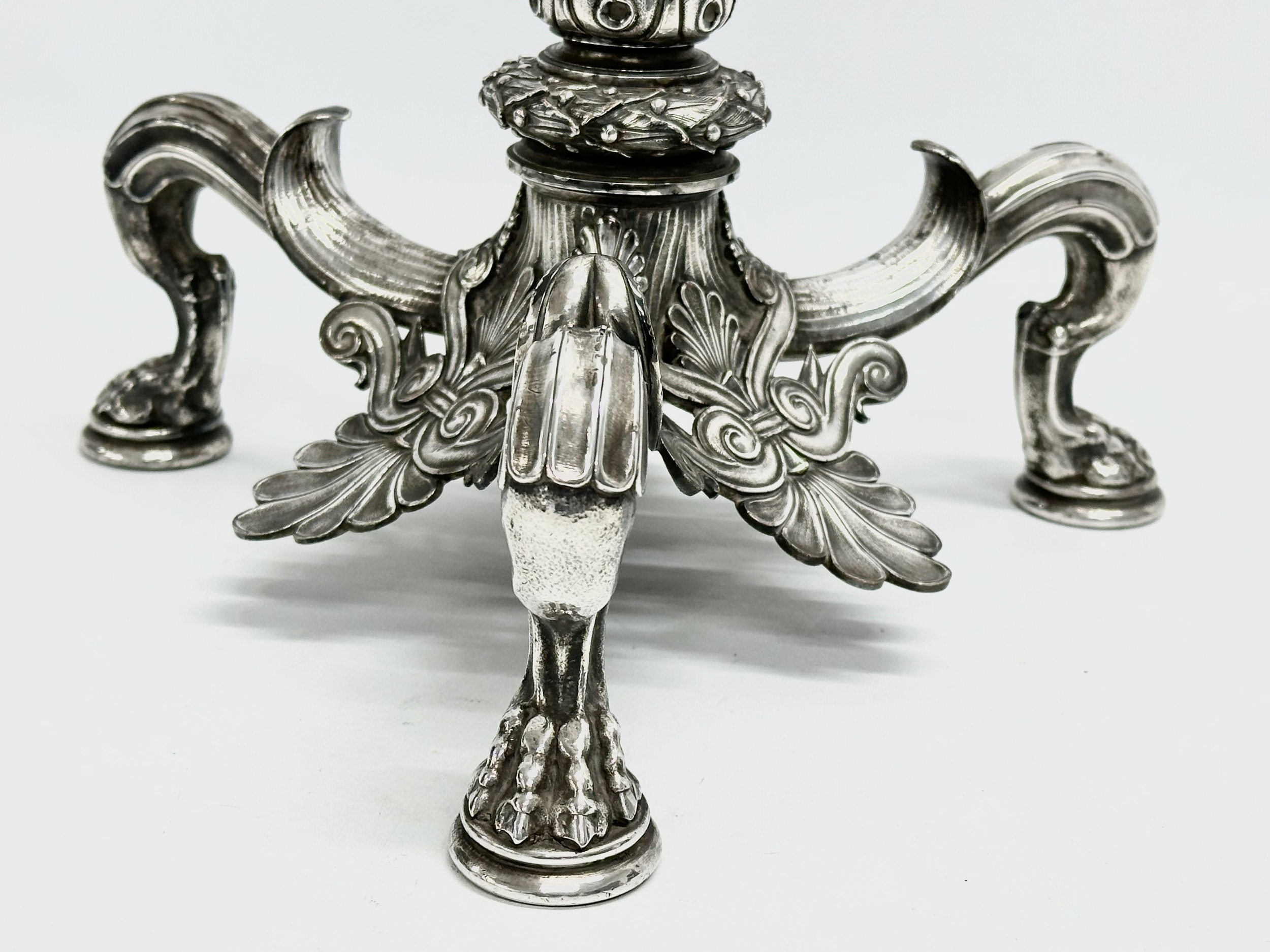 A large exceptional quality mid 19th century silver plated Neo Classical style candelabra, mounted - Image 3 of 18